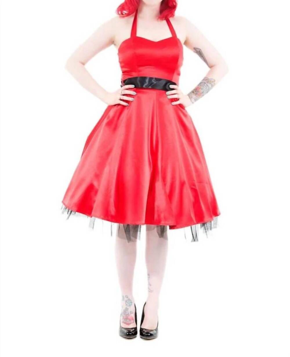 NEW HEARTS & ROSES occasion halter dress in red